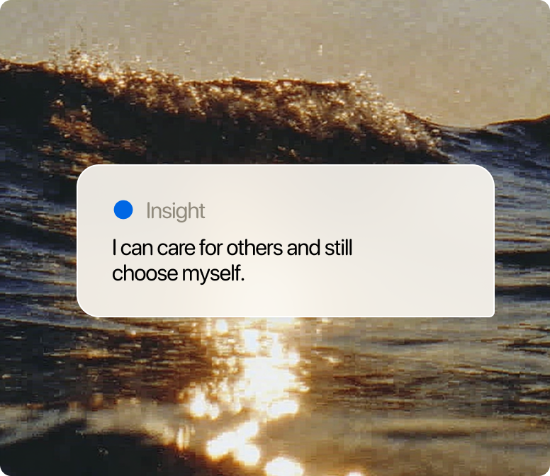 An insight over sunlit waves: I can care for others and still choose myself.